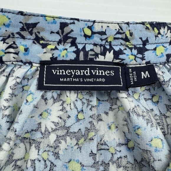Vineyard Vines Women’s Puff Sleeve Button Front Blue Floral Blouse Size Medium - Picture 4 of 9